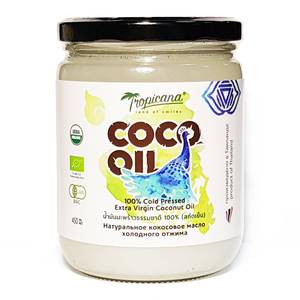 Кокосовое масло холодного отжима в стекле Tropicana New, 450 мл