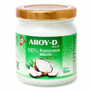 Кокосовое масло первого холодного отжима Aroy-D Extra VIrgin, 180 мл
