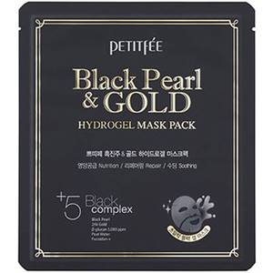 Гидрогелевая маска с жемчужной пудрой и золотом Petitfee Black Pearl & Gold, 32 гр