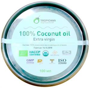Кокосовое масло Tropicana Extra Virgin 100% Coconut Oil Black Pack, 100 мл